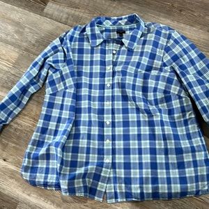 Talbots 3x washed and dried blue checked